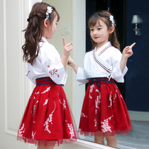 Hanfu Girls Summer Clothes Chinese style big childrens ancient costume Super Fairy dress Tang dress little girl summer ancient kimono skirt