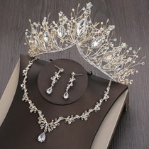 Bridal jewelry Three-piece earrings Hair accessories Adult fashion Wedding crown Luxury super fairy forest department atmospheric headdress