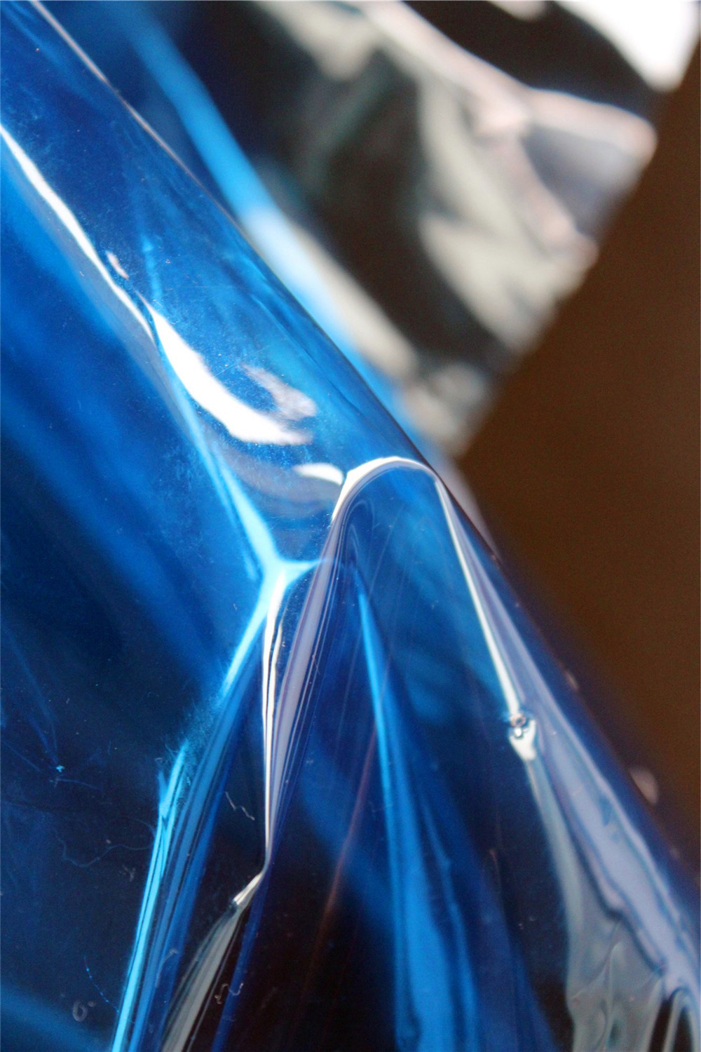 冰晶蓝色超透明tpu面料超透视服装风雨衣隔水薄水晶包塑料布 pvc