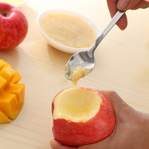 Childrens baby tableware Baby scraping apple puree spoon set Supplementary food spoon Silicone scraping fruit puree grinding tool