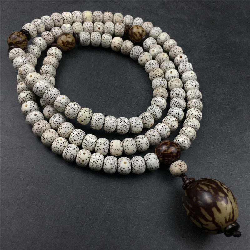 天然108颗小金刚菩提子项链挂件5瓣爆肉装饰佛珠配饰尼泊尔原籽男