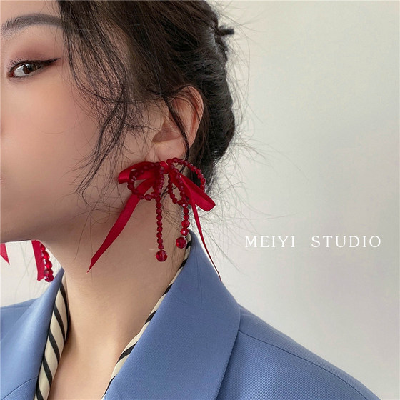 레드 리본 바 활 크리스탈 술집 귀걸이 긴 기질 한국 인터넷 유명 인사 댄스 저녁 식사 과장된 귀걸이 레드 리본 바 활 크리스탈 술집 귀걸이 긴 기질 한국 인터넷 유명 인사 댄스 저녁 식사 과장된 귀걸이