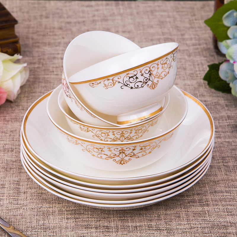 Antarctic treasure dishes suit ipads porcelain tableware dishes chopsticks European - style 56 yellow up phnom penh/head of household contracted combination