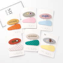 Net Red Girl Moren line hipster fabric geometric Oval hairclip female Korean side banghai clip edge clip little girl