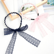 Korean hair accessories Korean version of simple hair card Pearl winding lace bow headband hair band headgear adult female