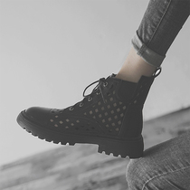 Autumn Martin boots female 2021 New Net red black hollow cool boots fashion English style breathable short tube womens boots