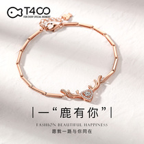 T400 A deer has you bracelet female 925 sterling silver bracelet hand jewelry ins niche design Birthday gift to girlfriend