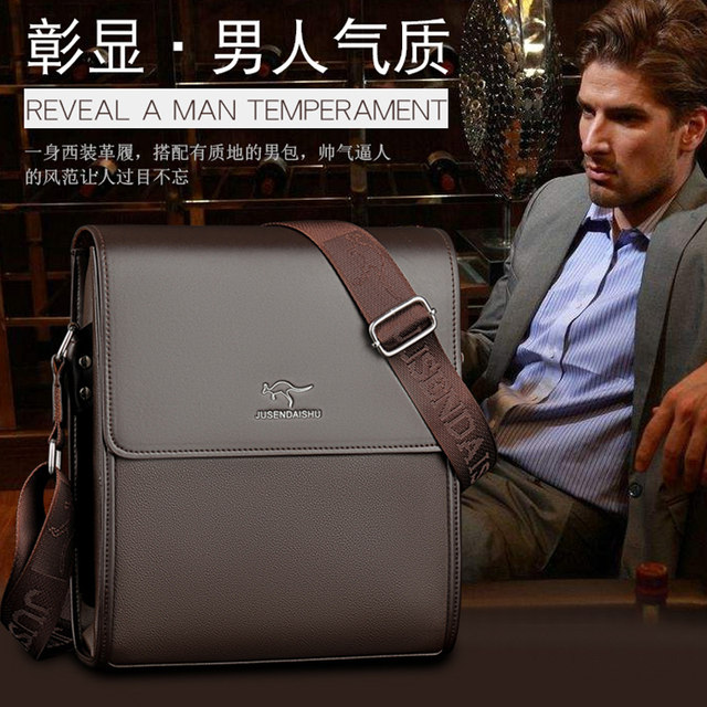 Jusen Kangaroo ຫນັງແທ້ຂອງຜູ້ຊາຍກະເປົ໋າຜູ້ຊາຍກະເປົ໋າ Messenger Bag Shoulder Messenger Bag Business Leather Bag Briefcase Backpack trendy
