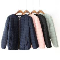 Fatty plus size womens clothing 2021 autumn and winter New Fat mm Korean quilted no collar thin small cotton coat tide 200 Jin