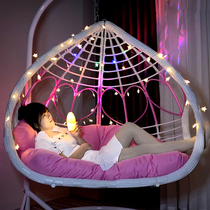 Double hanging basket rattan chair hanging chair swing household indoor hammock cradle chair Balcony rocking chair Lazy birds nest hanging orchid chair
