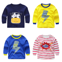 Baby Cotton open shoulder shirt female baby base shirt spring and autumn boys long sleeve T-shirt childrens clothes