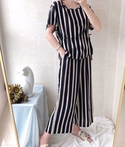 Cotton silk suit female outer wear waist drawstring thin pure cotton thin artificial cotton solid color two-piece set 2019 summer new