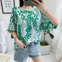 Large size artificial cotton womens summer thin loose Korean version of cotton-padded half-sleeved sunscreen T-shirt fat MM cotton silk top