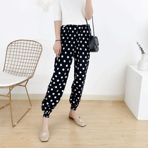 Large size cotton silk pants womens trousers Summer thin loose artificial cotton bloomers outer wear anti-mosquito pants holiday beach pants