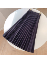 White pleated skirt womens long autumn New elegant high waist a character thin elastic waist Joker skirt tide