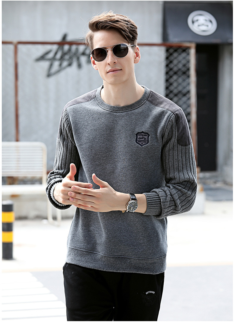 神州骆驼卫衣男加绒加厚冬季厚款上衣大码休闲打底衫男士保暖外套