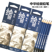 Chinese pencil art drawing professional drawing pen 2 ratio exam 2B8B10B12B Sketching drawing pen thick rod