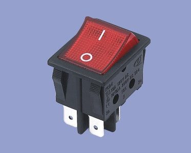 双卡位机械开关船型开关 两档四脚25*32带灯开关 电源开关双扣位