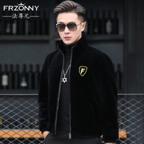 F Fa Jenni sheep-cut mens short wool coat fur jacket stand collar Korean version of slim fur one coat