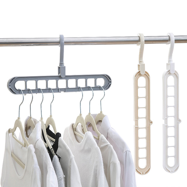 Guheng 3-pack nine-hole clothes hangers multifunctional clothes hangers wardrobe wardrobe folding space-saving hanging clothes organizer