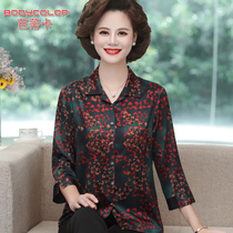 2021 new elderly mother Spring Autumn Silk shirt long sleeve old man mulberry silk clothes summer coat