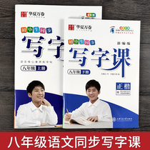 2019 edition of Chinese eight 8 grade synchronization copybook Chinese junior high school practice copybook middle school students copybook junior liu teng of writing course block pen copybook hard-pen calligraphy calligraphy present