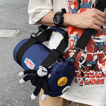 Inclined Satchel for Mens Leisure Hand Shoulder Cylinders Bag 2021 New Tide Light Canvas Sports Fitness Womens Bags