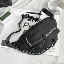 Large Capacity Canvas Chest Bag Mens Day Department Original Juku Dark Black Craze Cool Korea Ins 100 hitched trendy teenage satchel