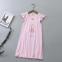 Childrens Modal nightgown summer cool thin princess style little girl pajamas home skirt polo point rabbit