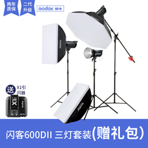 God Bull Flash Guest 600DII Second Generation 600W Portrait Photography Light High Speed Photo Studio Flash Shed Triple Light Suit