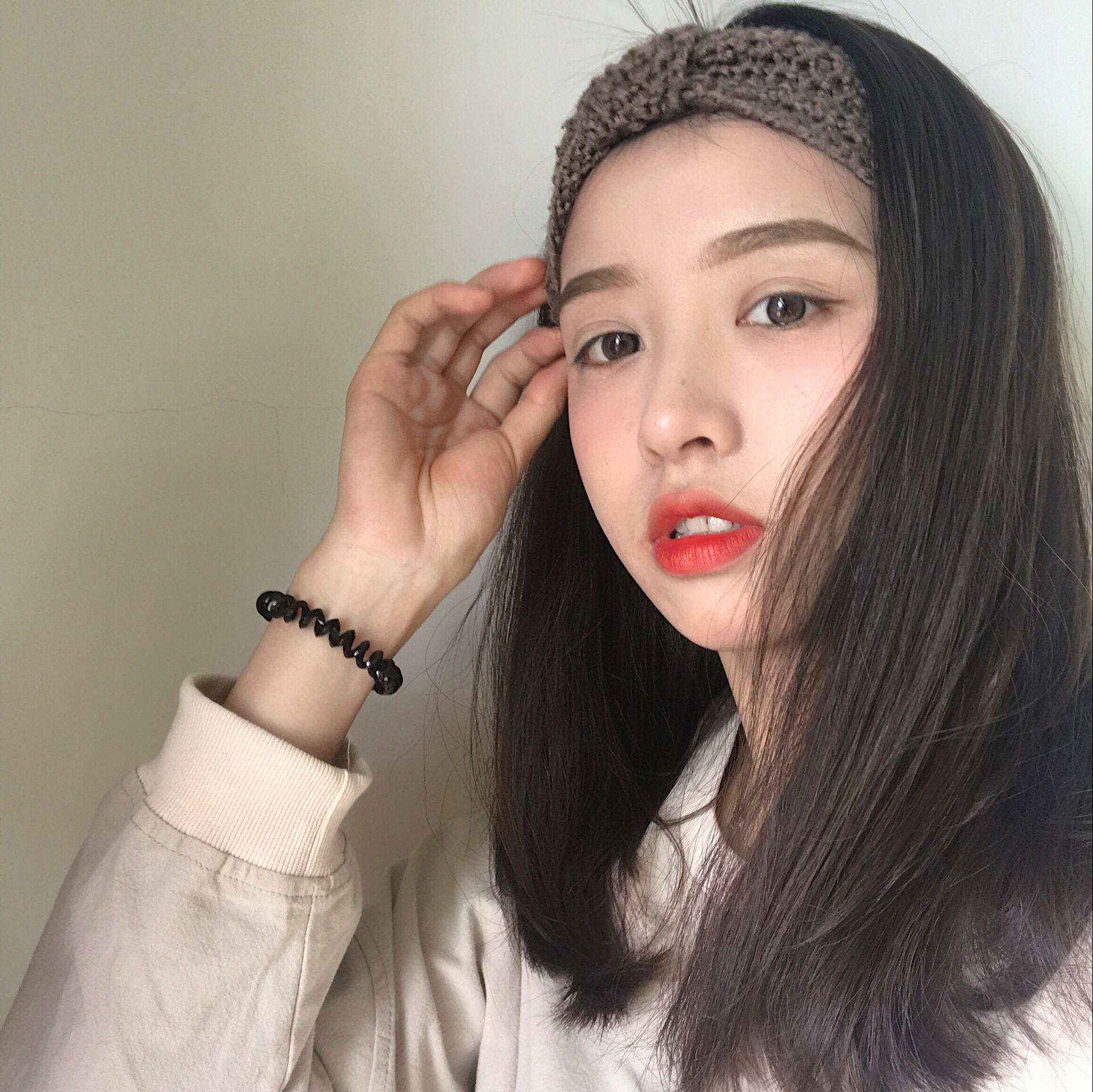 姚叔叔/元气少女五彩缤纷毛线针织蝴蝶结发带百搭纯色