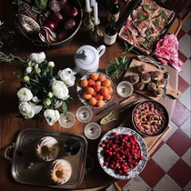 Love blue floral ink and wash export western food household set breakfast cake flat plate soup dish