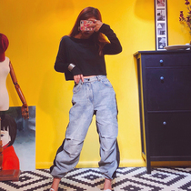 (H) AW king to patrol the mountain waterproof nylon beaver Hyun-ya with the same loose denim dad pants