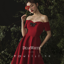 Dear white crimson dress red female 2021 new velvet dress evening dress bridal toast dress