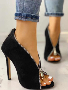 European and American style comfortable all-around simple zipper stiletto shoes