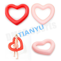 Foreign trade export cute heart-shaped inflatable swimming circle love swimming floating bed red heart blister 120CM adult bando
