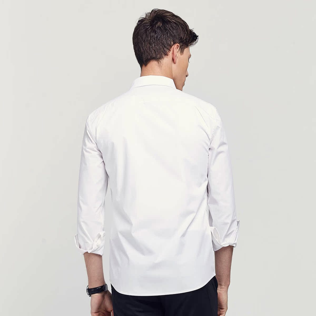 uo白衬衫男2017春季男士韩版修身寸衫青年纯棉舒适内搭长袖衬衣