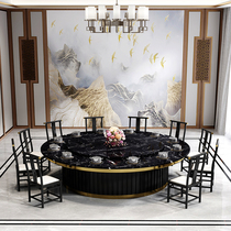 Commercial hot pot table induction cooker integrated multi-layer board sticker marble pattern restaurant hot pot restaurant table and chair combination