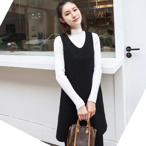 2018新款背带裙秋冬女中长款韩版打底背心裙加厚内搭毛呢连衣裙子
