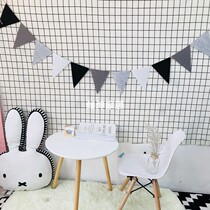 Macaron color non-woven pennant ins Net Red birthday party party pull flower string flag girl heart decoration