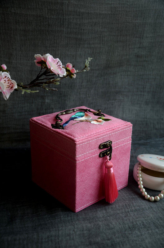 风暖鸟声醉叶墨宫廷古典首饰盒迷你小三层珠宝盒古代妆奁结婚礼物