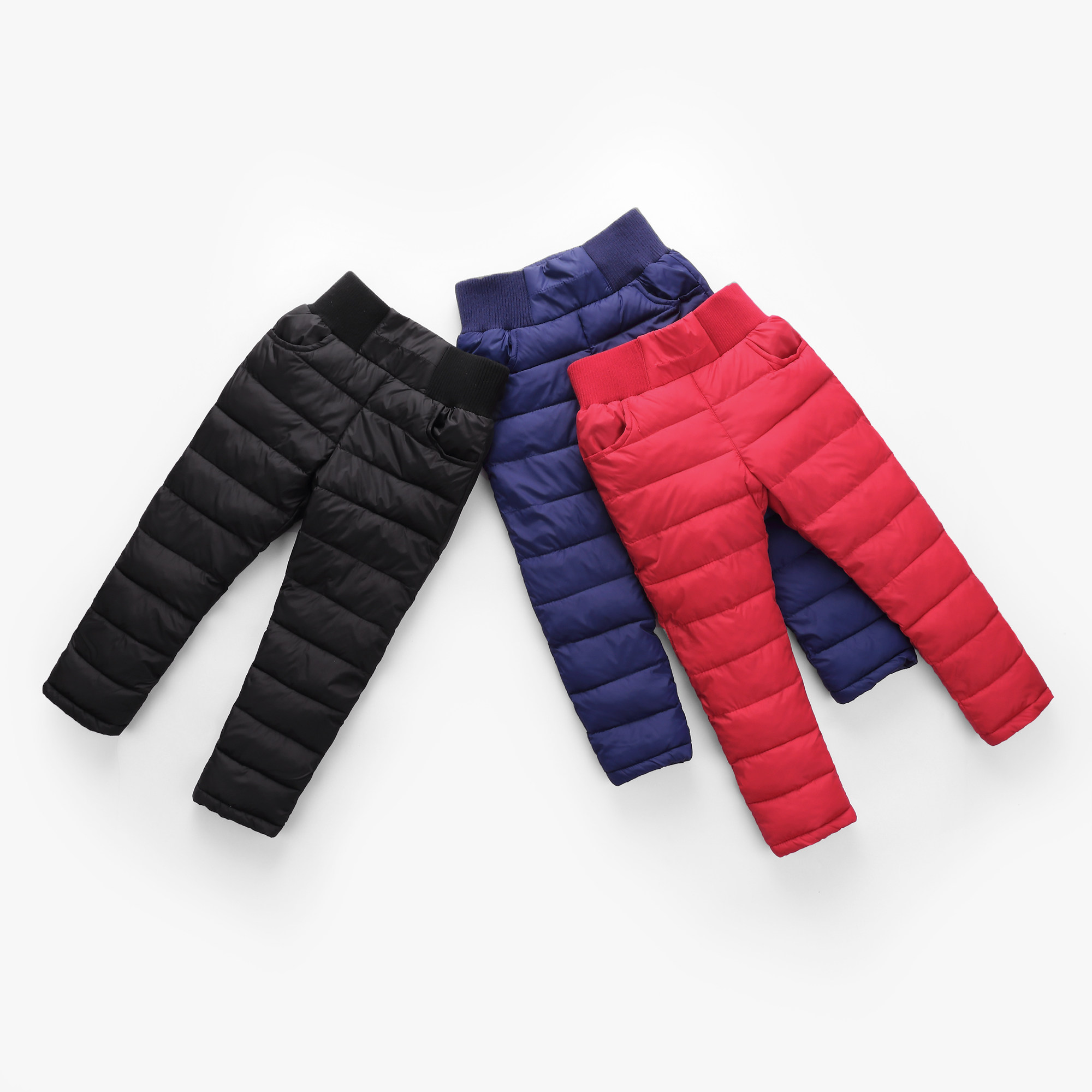 儿童羽绒棉裤冬季宝宝棉裤男童夹棉保暖裤女童加厚外穿高腰裤子_生券