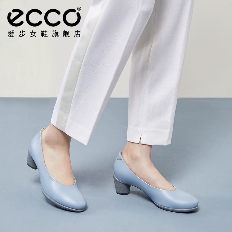 ECCO爱步女鞋 浅口粗跟通勤单鞋女圆头正装高跟鞋 雕塑230203 ECCO爱步女鞋 浅口粗跟通勤单鞋女圆头正装高跟鞋 雕塑230203
