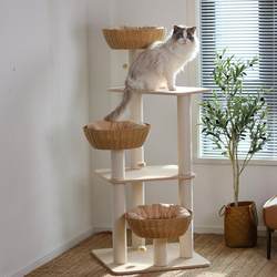 Exported to Japan! Cat climbing frame, cat nest, cat tree, one-piece woven rattan, large sisal multi-layered cat scratching post, SF Express