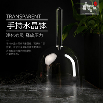 Hand-held transparent crystal bowl Healing meditation sound healing Buddha sound bowl with stick Buddha sound bowl Send sheepskin stick