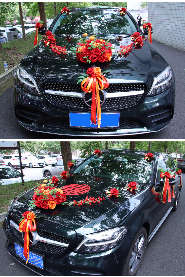 中国风主婚车装饰车头花全套装创意婚车花结婚婚礼头车布置品