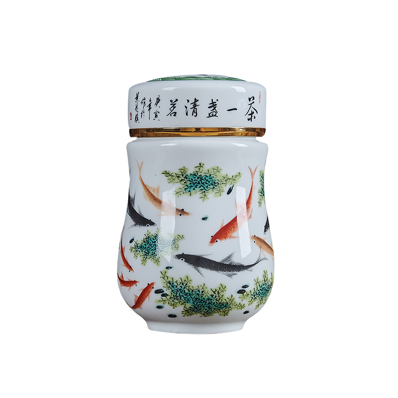 Jingdezhen ceramics with cover portable leak proof health lovely cup gift cup with a cup of tea children koubei