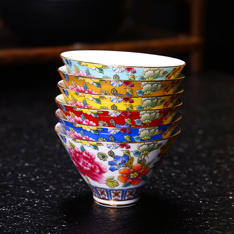 Jingdezhen ceramic cups masters cup kung fu household porcelain enamel a single small sample tea cup tea tea cup