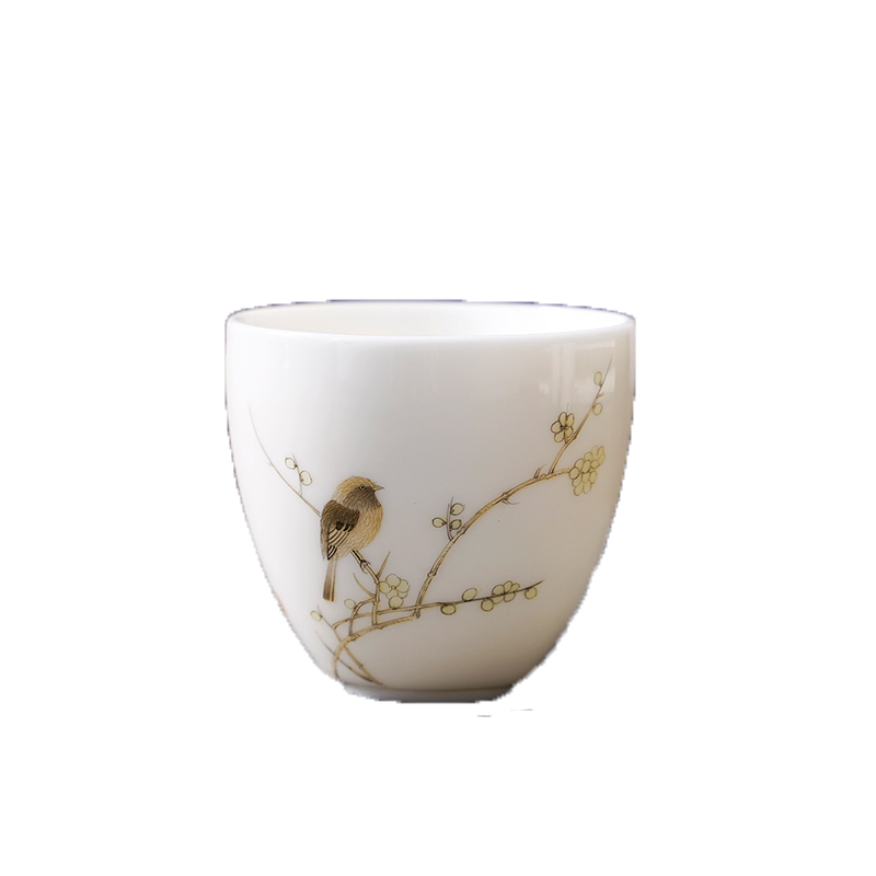 Jingdezhen ceramic cup hand - made teacup pastel master single CPU suet jade kung fu tea cups white jade porcelain sample tea cup