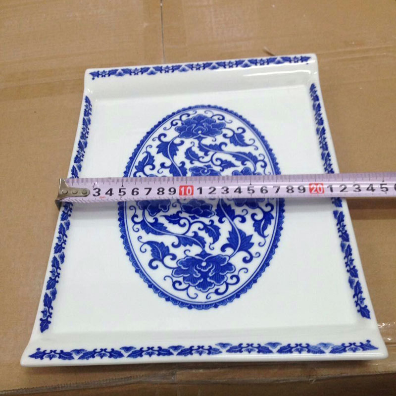 Blue and white porcelain of jingdezhen Blue and white porcelain tea tray tea tray of fruit rectangular plate